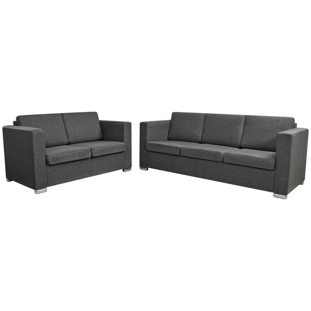 vidaXL Set canapele, 2 piese, gri închis, material textil