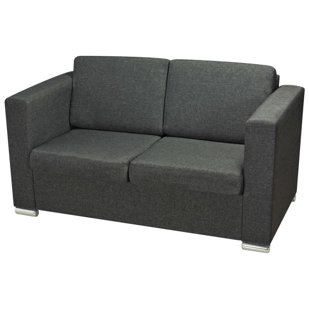 vidaXL Set canapele, 2 piese, gri închis, material textil
