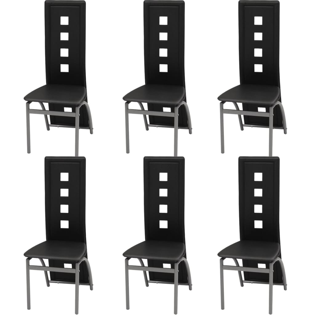 vidaXL Scaune de sufragerie, 6 buc., negru, piele ecologică vidaXL Scaune de sufragerie, 6 buc., negru, piele ecologică