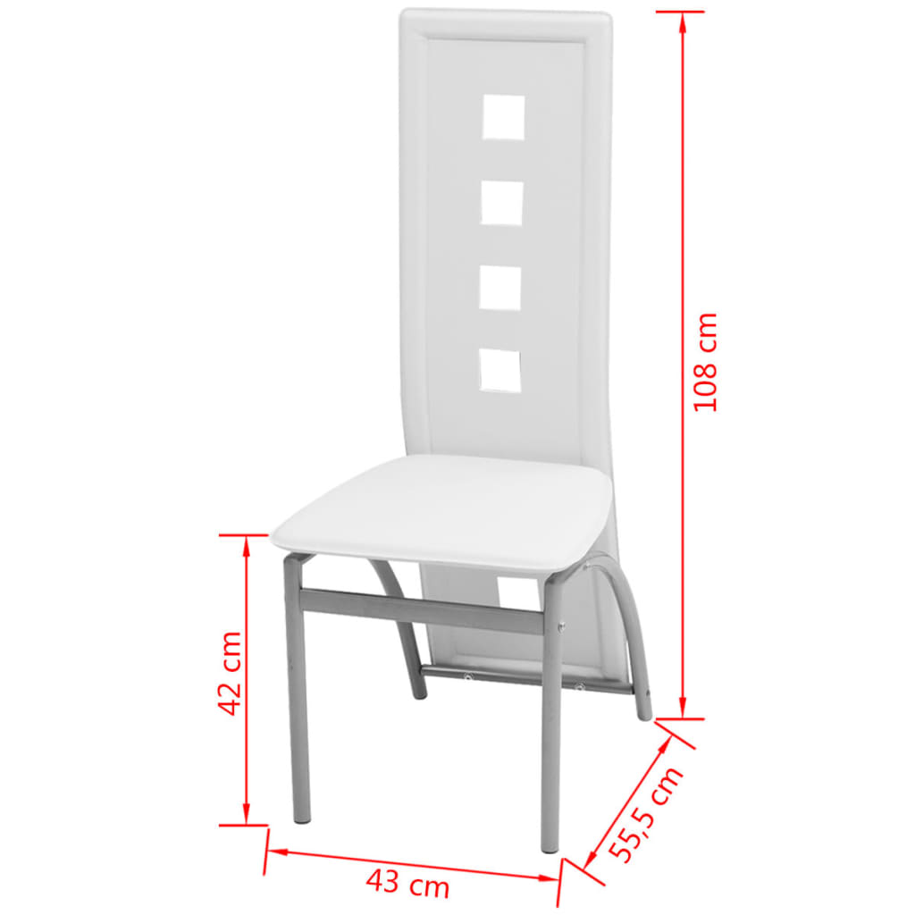 vidaXL Scaune de bucătărie, 6 buc., alb, piele ecologică