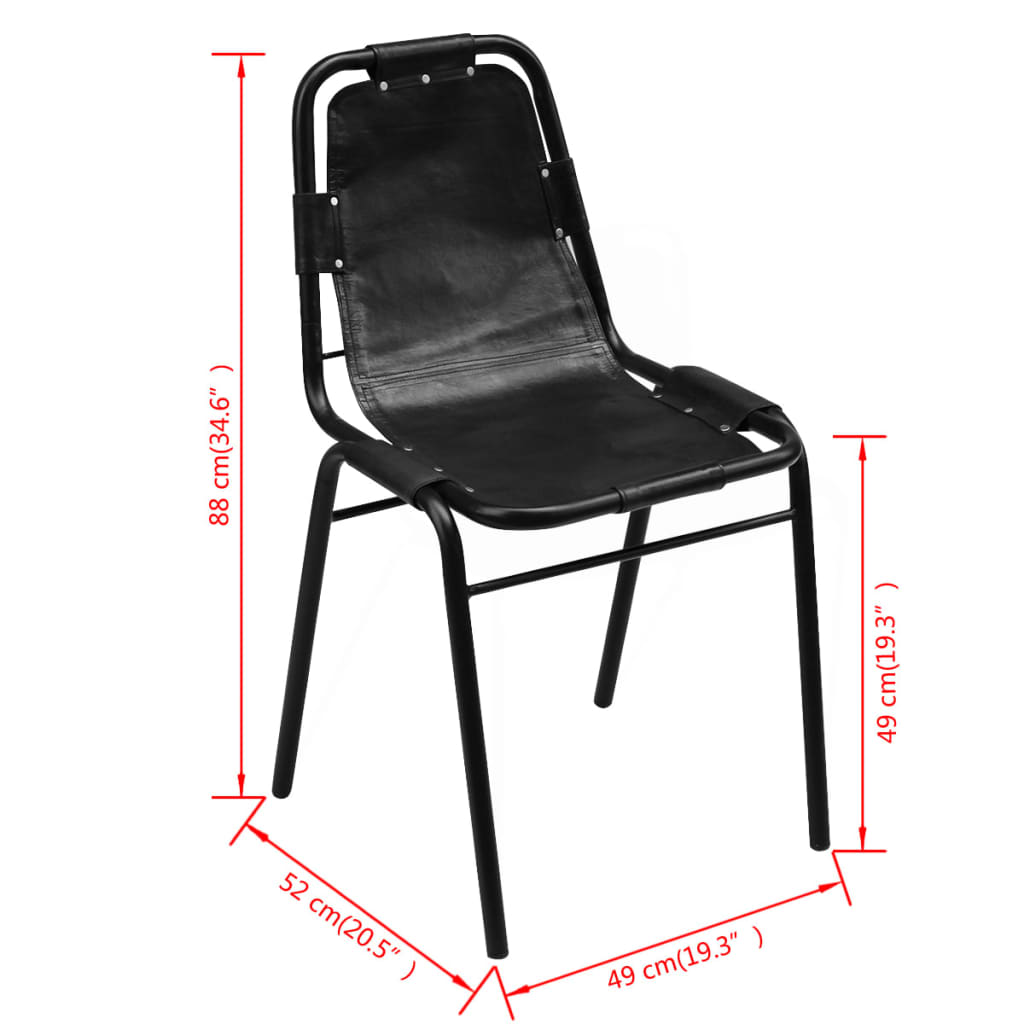 vidaXL Scaune de bucătărie, 6 buc., negru, piele naturală vidaXL Scaune de bucătărie, 6 buc., negru, piele naturală