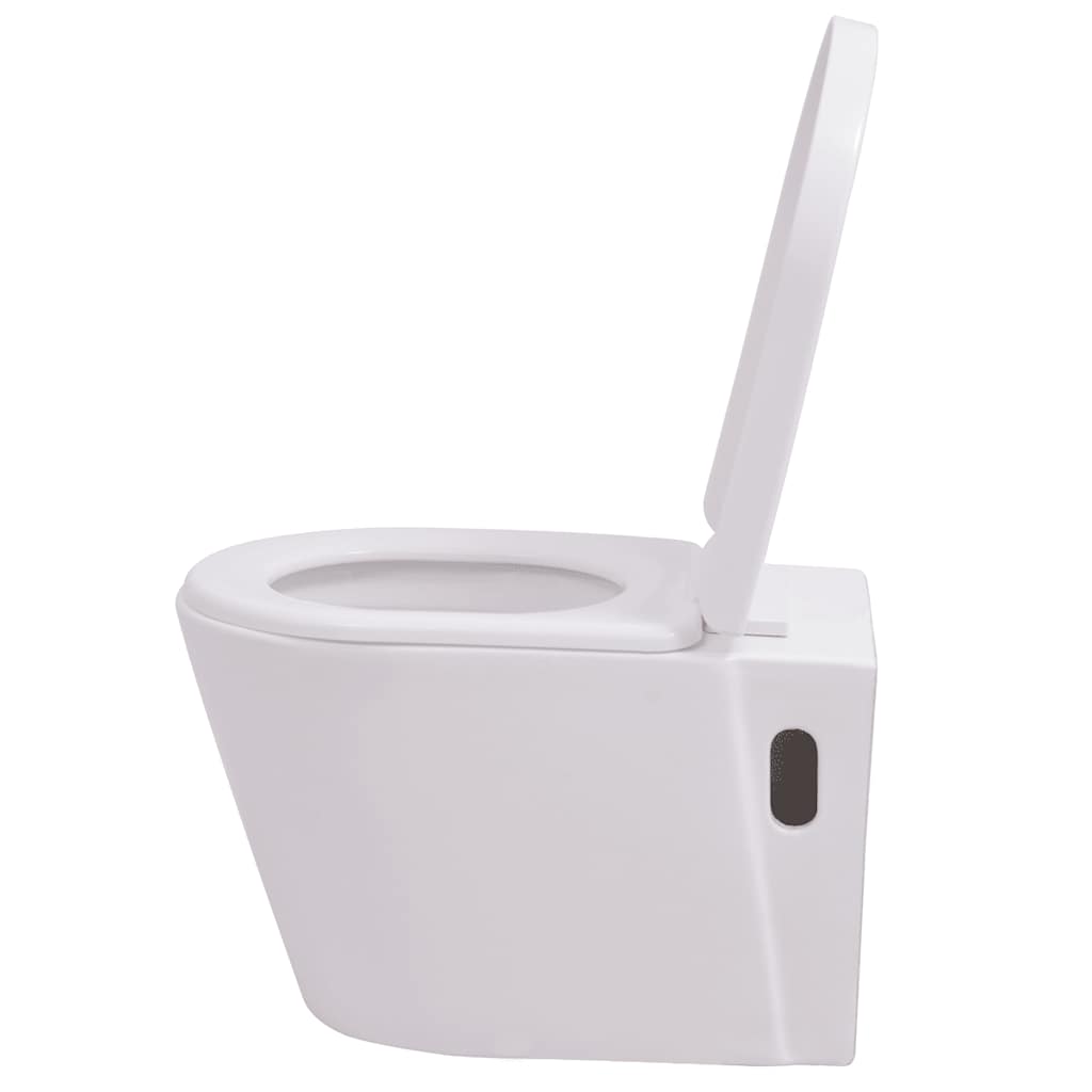 vidaXL Vas toaletă suspendat cu rezervor încastrat, ceramică, alb vidaXL Vas toaletă suspendat cu rezervor încastrat, ceramică, alb