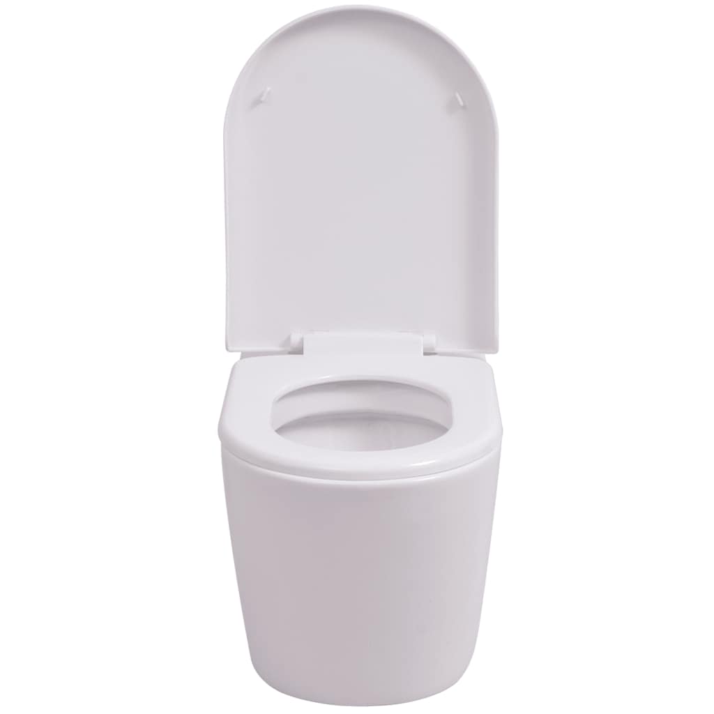vidaXL Vas toaletă suspendat cu rezervor încastrat, ceramică, alb vidaXL Vas toaletă suspendat cu rezervor încastrat, ceramică, alb