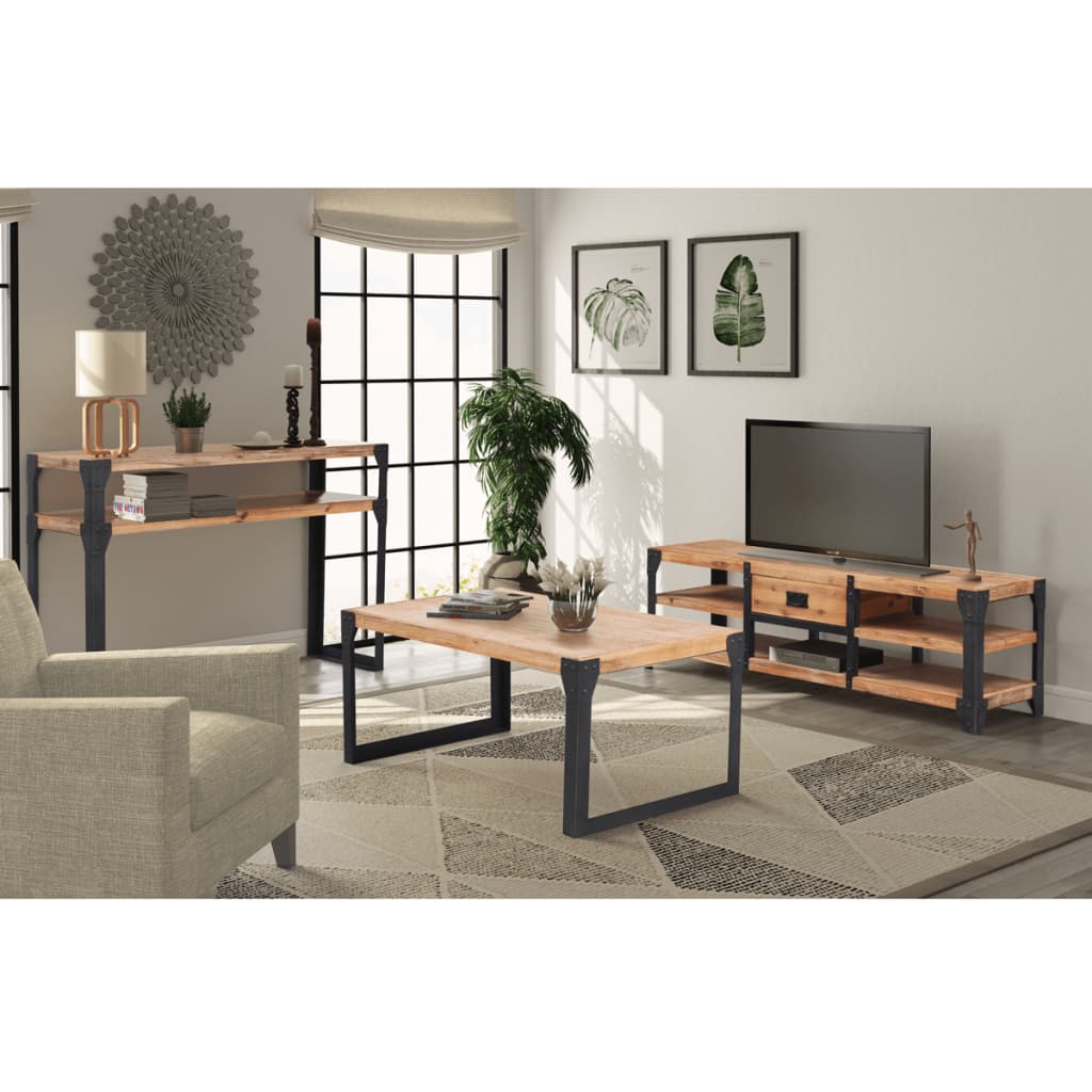 vidaXL Set mobilier de sufragerie, 3 piese, lemn masiv de acacia vidaXL Set mobilier de sufragerie, 3 piese, lemn masiv de acacia