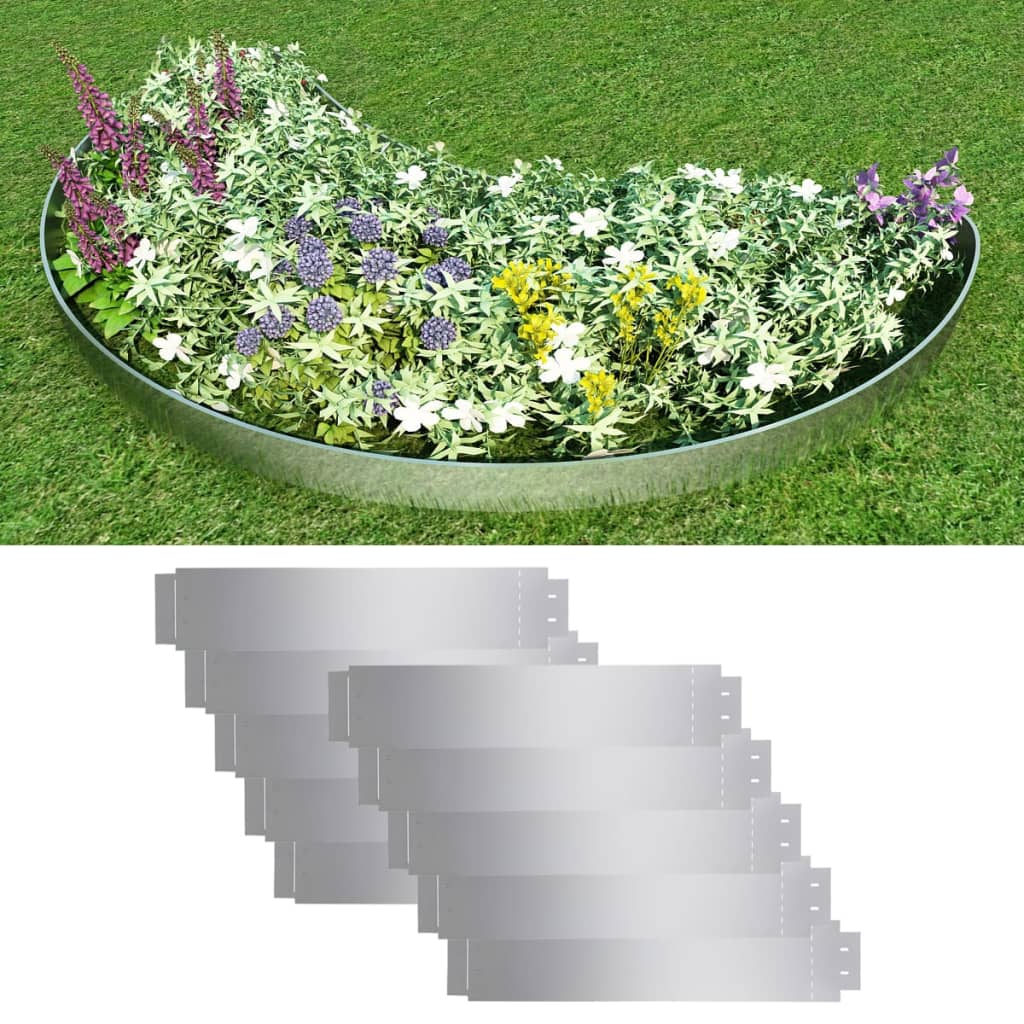 vidaXL Gard de gazon, 10 buc., 100 x 20 cm, oțel galvanizat vidaXL Gard de gazon, 10 buc., 100 x 20 cm, oțel galvanizat