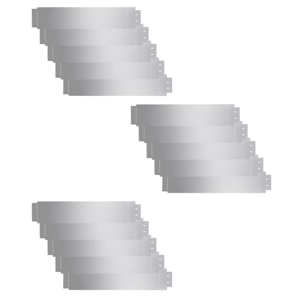 vidaXL Gard de gazon, 15 buc., 100 x 20 cm, oțel galvanizat vidaXL Gard de gazon, 15 buc., 100 x 20 cm, oțel galvanizat