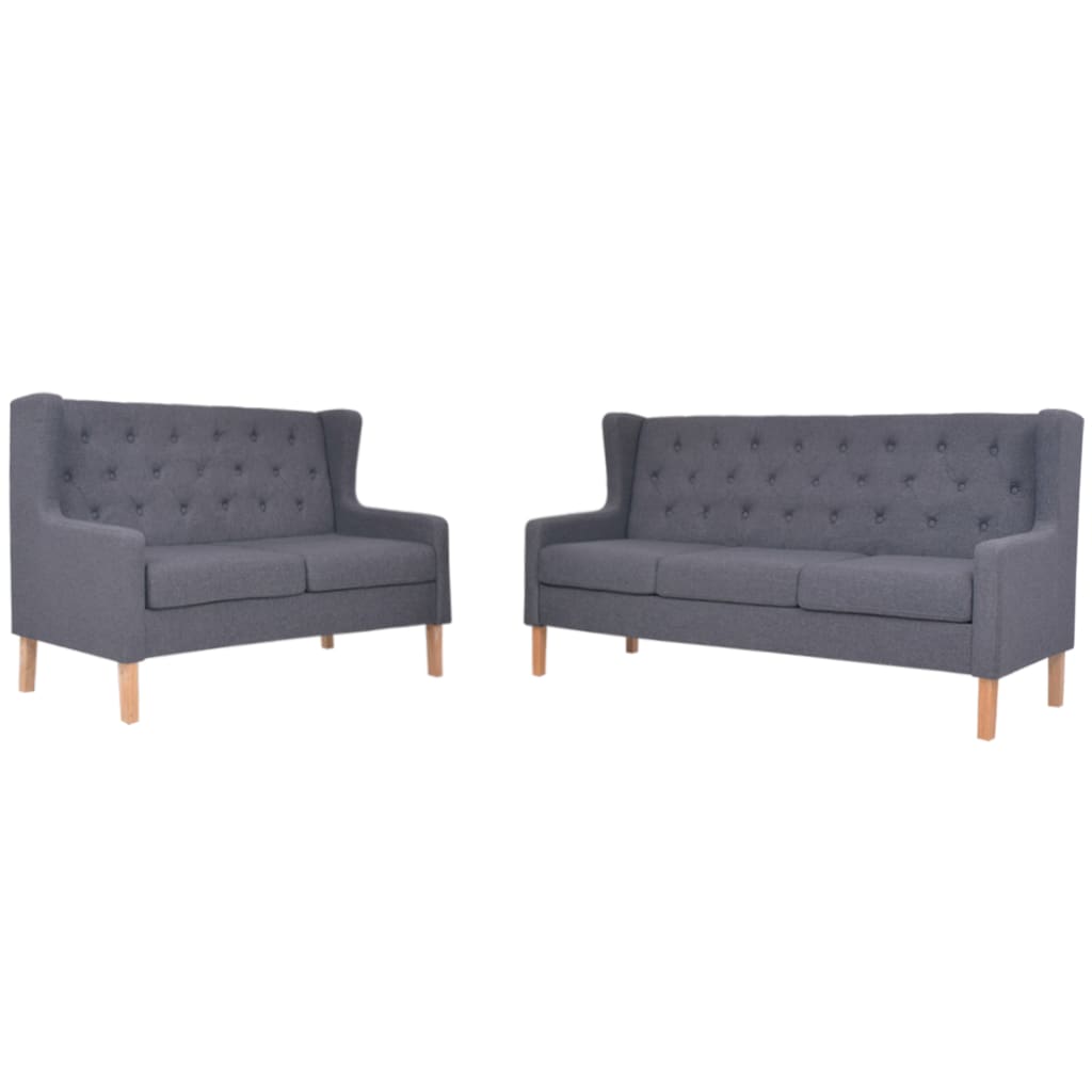 vidaXL Set de canapele, 2 piese, material textil, gri vidaXL Set de canapele, 2 piese, material textil, gri
