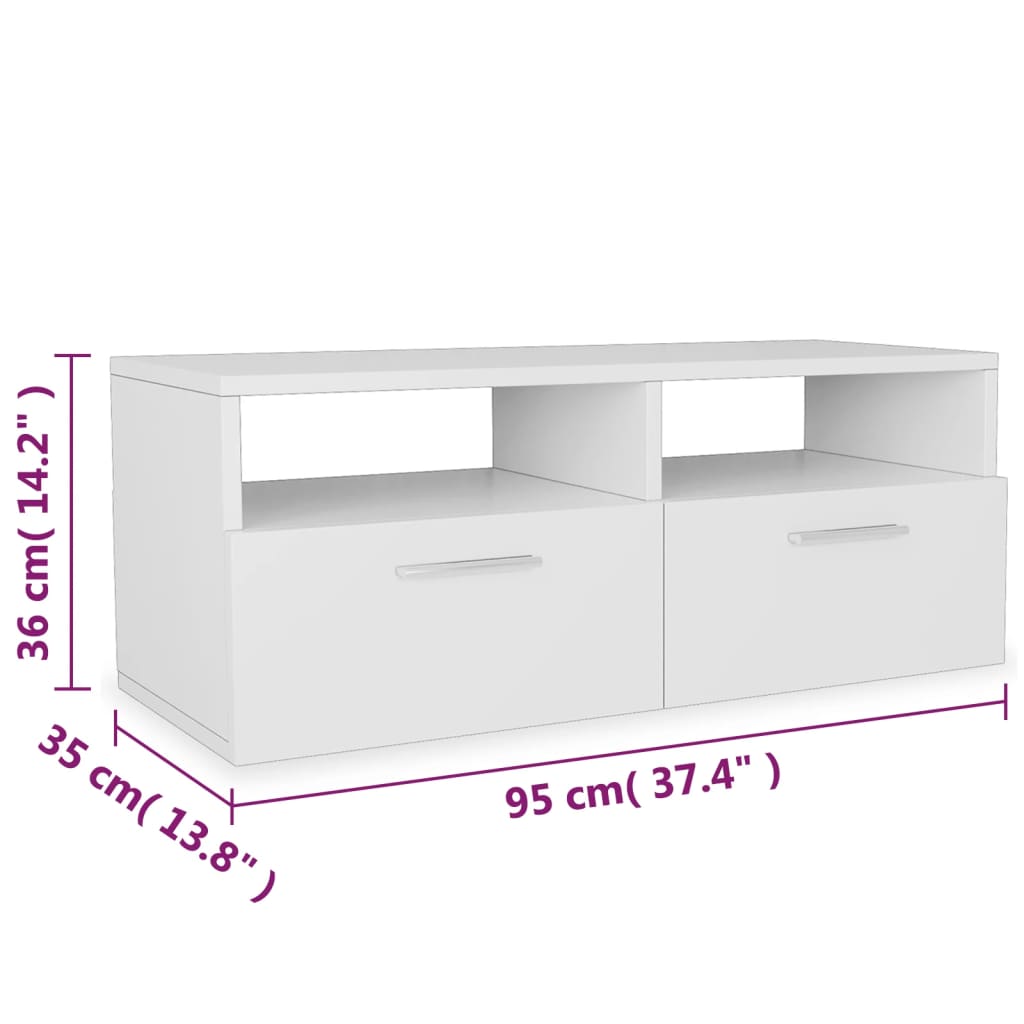 vidaXL Comode TV 2 buc, lemn prelucrat, 95x35x36 cm, alb