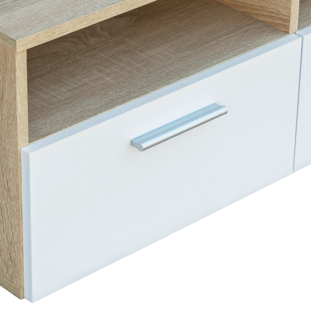vidaXL Comode TV 2 buc, PAL, 95x35x36 cm, stejar și alb