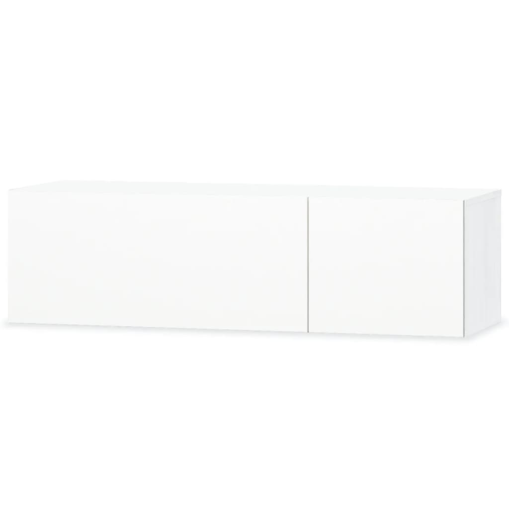vidaXL Comode TV, 2 buc, PAL, 120x40x34 cm, alb extralucios