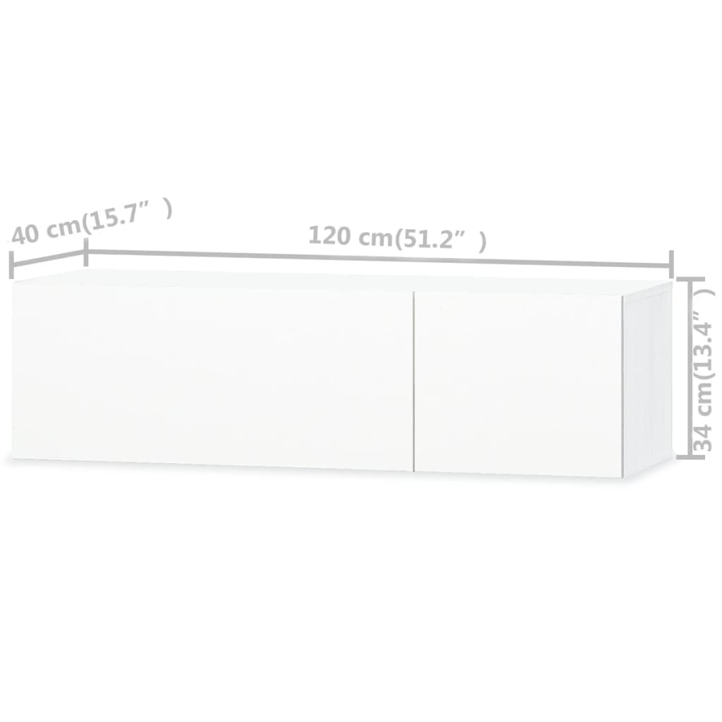 vidaXL Comode TV, 2 buc, PAL, 120x40x34 cm, alb extralucios