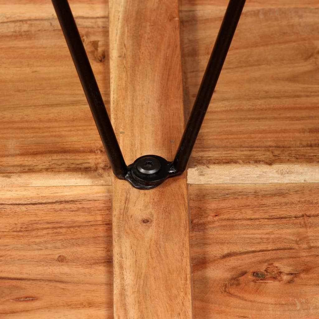 vidaXL Set de bar, 3 buc., lemn masiv acacia, piele naturală și pânză