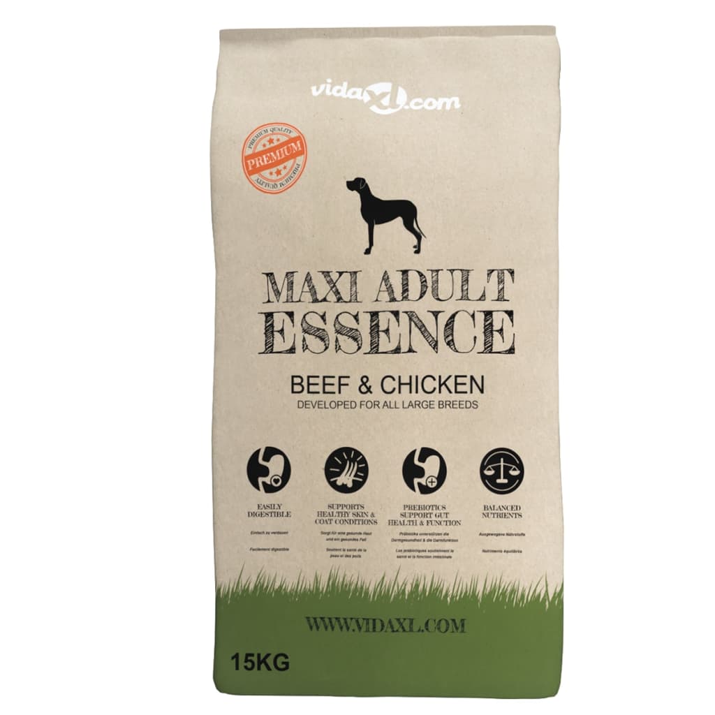vidaXL Premium Hrană câini uscată vită și pui, adulți, 2 buc., 30 kg vidaXL Premium Hrană câini uscată vită și pui, adulți, 2 buc., 30 kg
