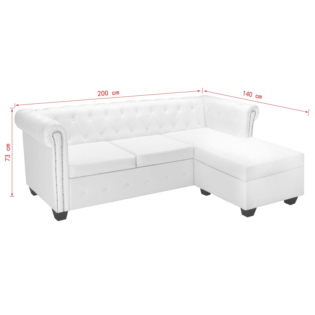 vidaXL Canapea Chesterfield în formă de L, piele ecologică, alb vidaXL Canapea Chesterfield în formă de L, piele ecologică, alb