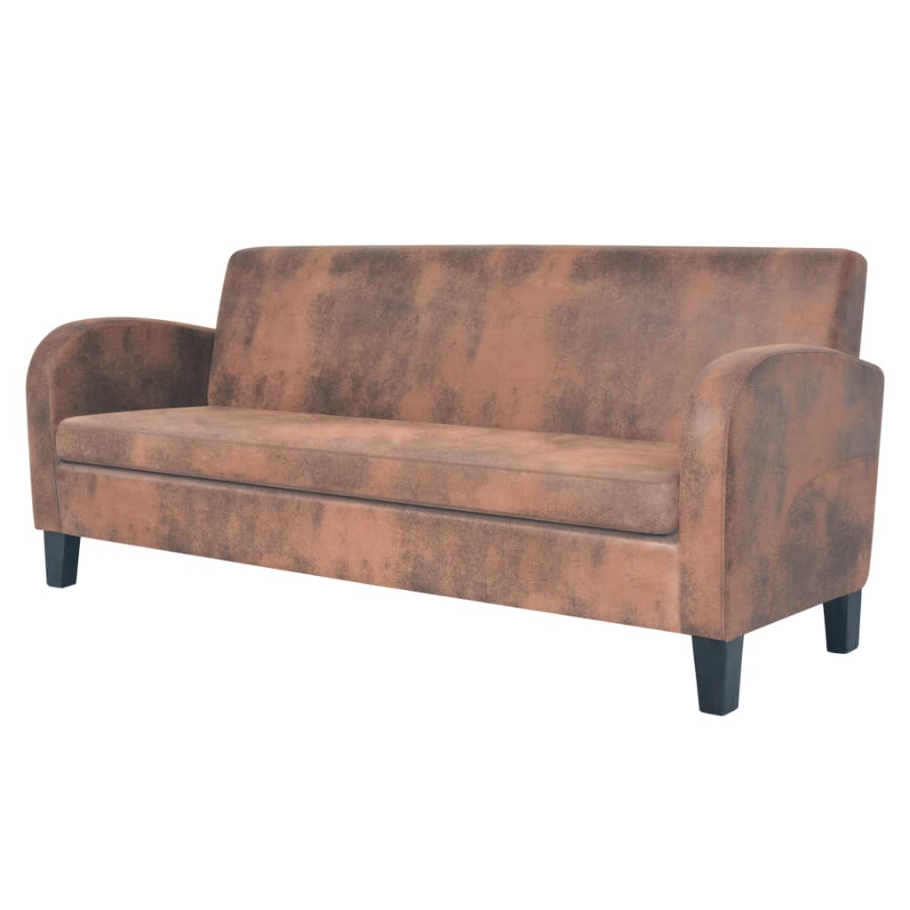 vidaXL Set canapea, 2 buc., piele artificială de căprioară, maro vidaXL Set canapea, 2 buc., piele artificială de căprioară, maro