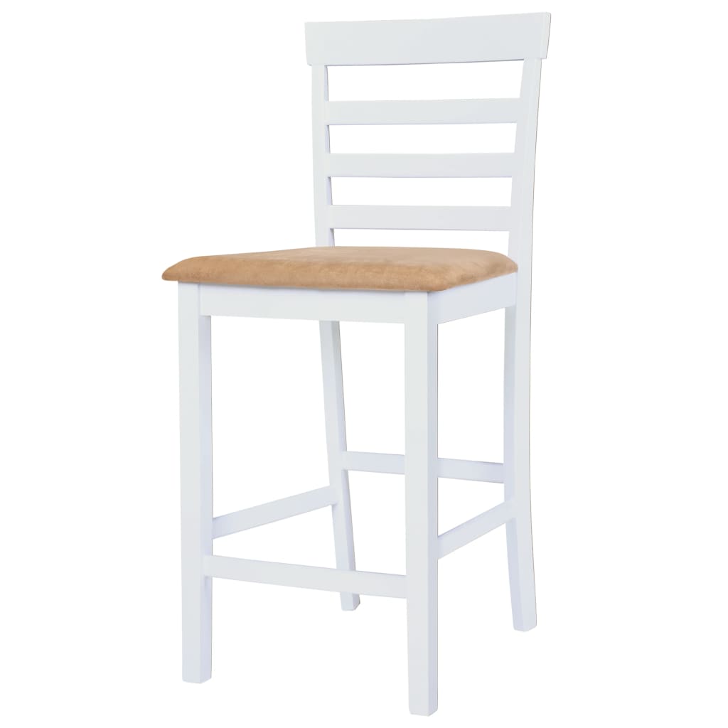 vidaXL Set masă și scaune de bar, 3 piese, lemn masiv, maro și alb vidaXL Set masă și scaune de bar, 3 piese, lemn masiv, maro și alb