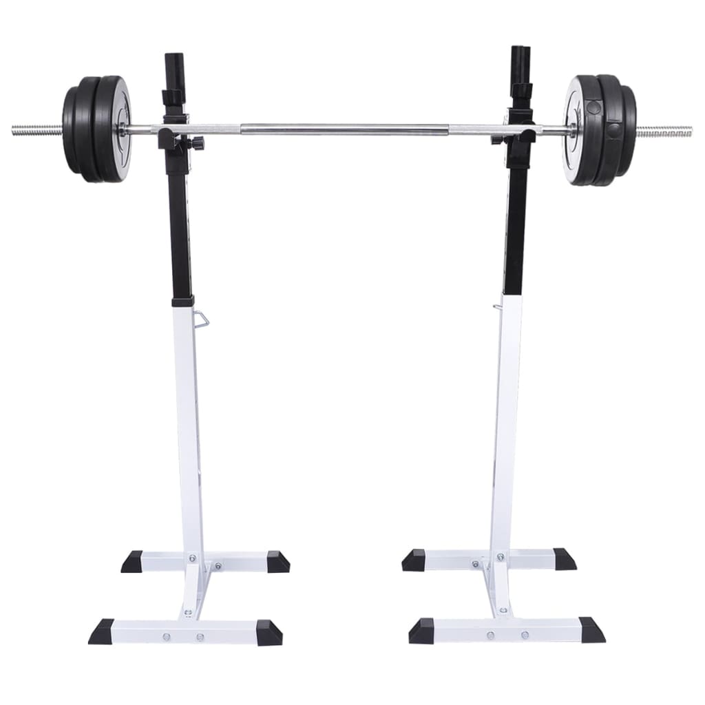 vidaXL Suport haltere genuflexiuni cu halteră și set gantere 60,5 kg vidaXL Suport haltere genuflexiuni cu halteră și set gantere 60,5 kg