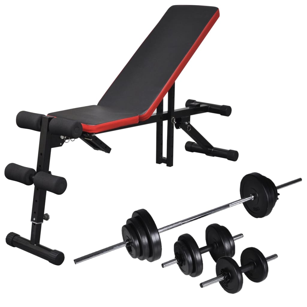 vidaXL Bancă reglabilă pentru abdomene cu set haltere/gantere 30,5 kg vidaXL Bancă reglabilă pentru abdomene cu set haltere/gantere 30,5 kg