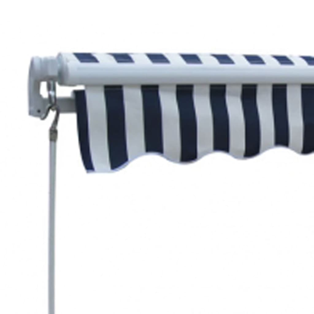 vidaXL Copertină pliabilă cu acționare manuală, 300 cm, albastru/alb