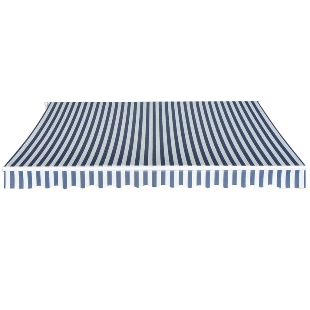 vidaXL Copertină pliabilă cu acționare manuală, 350 cm, albastru/alb