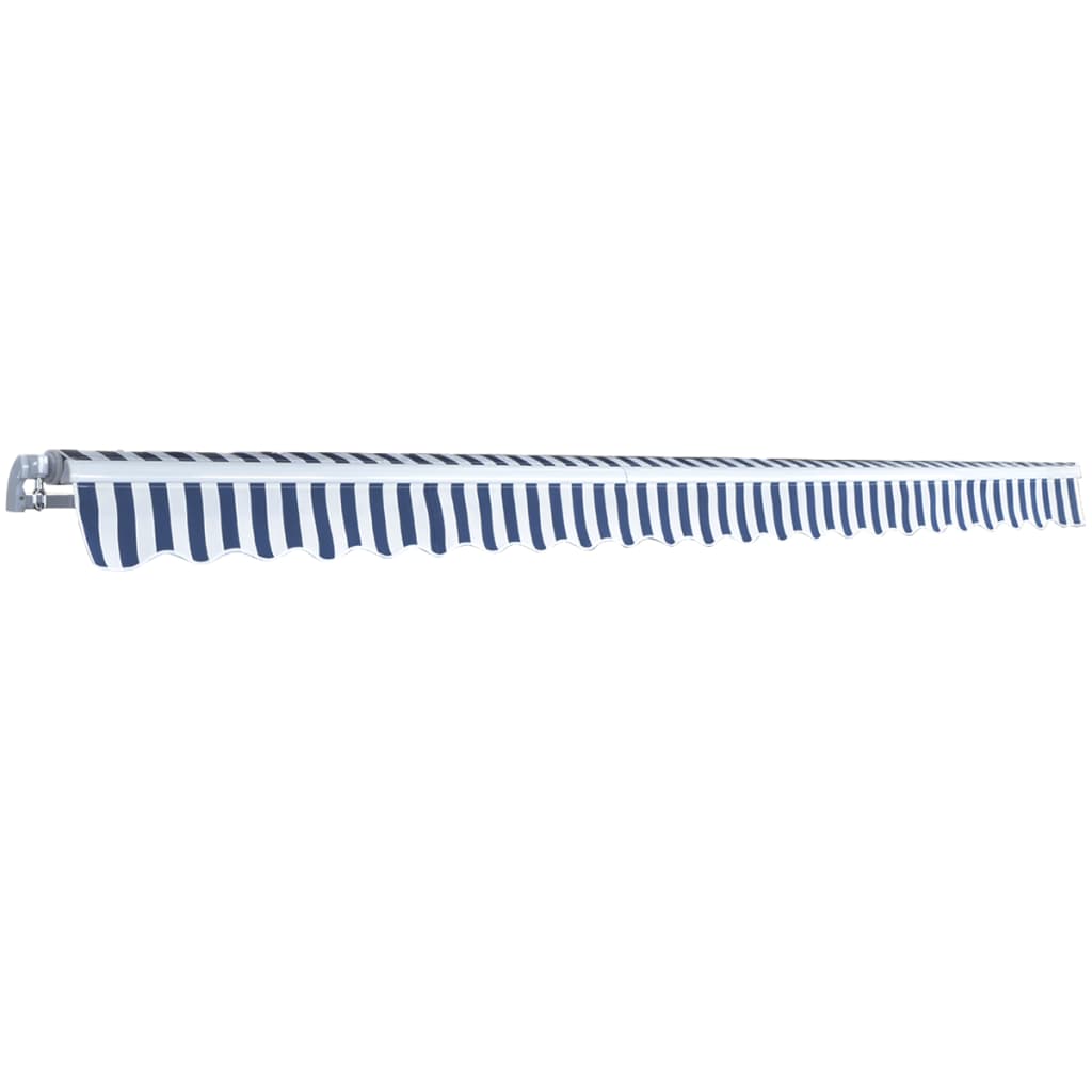 vidaXL Copertină pliabilă, acționată manual, albastru/alb, 500 cm vidaXL Copertină pliabilă, acționată manual, albastru/alb, 500 cm