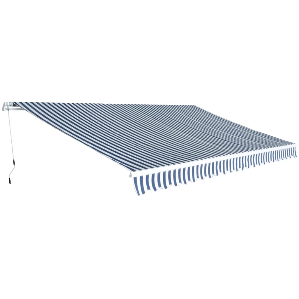vidaXL Copertină pliabilă, acționată manual, albastru/alb, 500 cm vidaXL Copertină pliabilă, acționată manual, albastru/alb, 500 cm