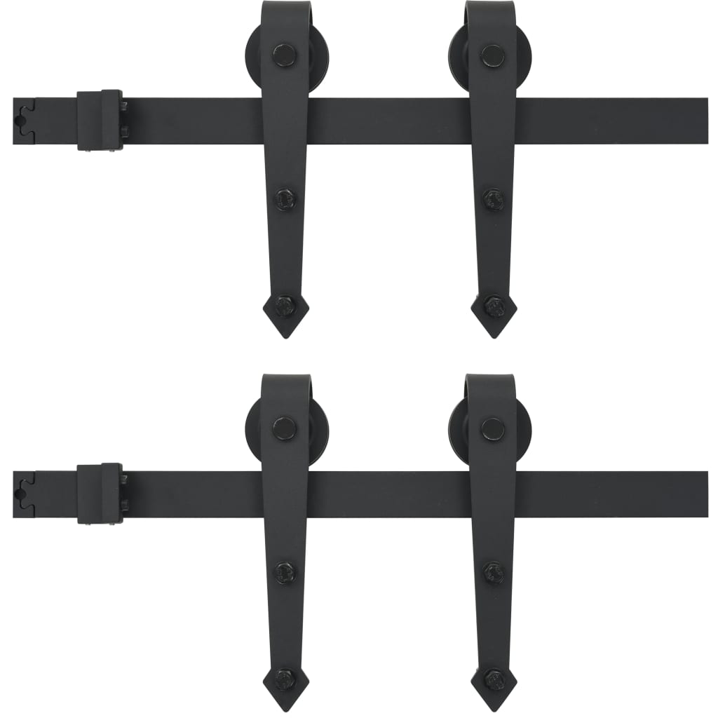 vidaXL Set piese pentru uși glisante, negru, 2 x 183 cm, oțel vidaXL Set piese pentru uși glisante, negru, 2 x 183 cm, oțel