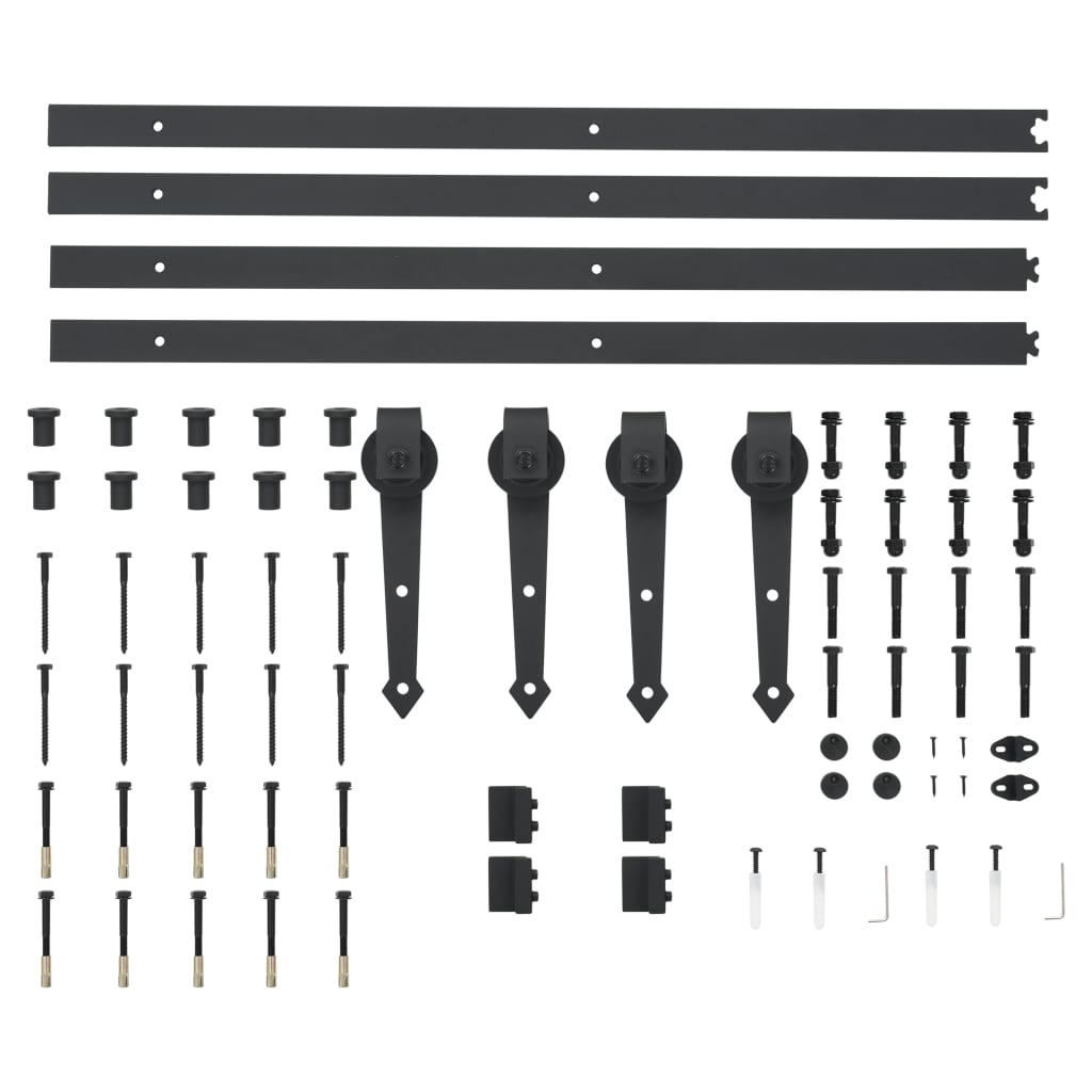 vidaXL Set piese pentru uși glisante, negru, 2 x 183 cm, oțel vidaXL Set piese pentru uși glisante, negru, 2 x 183 cm, oțel