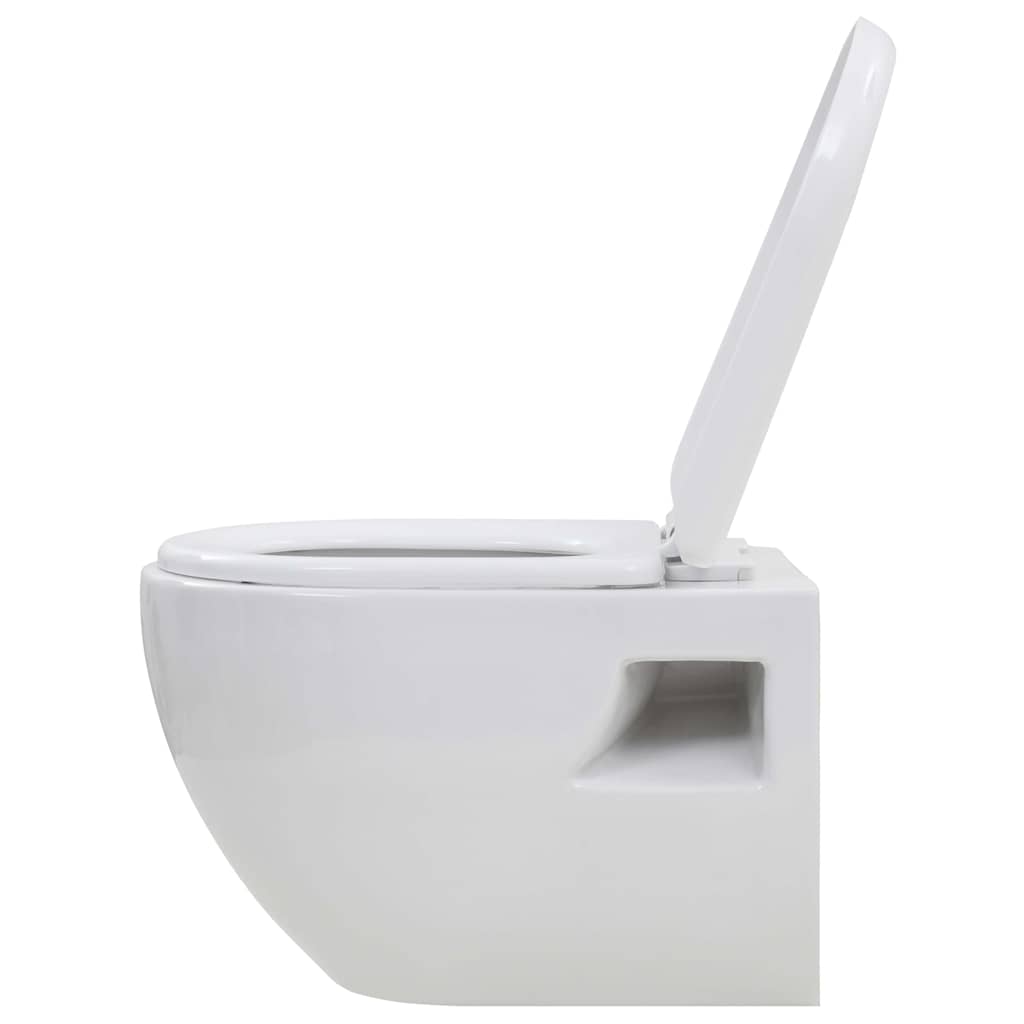 vidaXL Toaletă suspendată cu rezervor WC ascuns, alb, ceramică vidaXL Toaletă suspendată cu rezervor WC ascuns, alb, ceramică