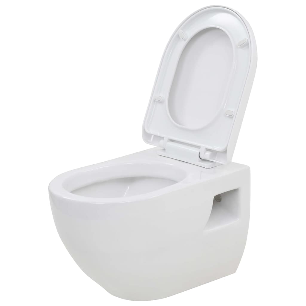 vidaXL Toaletă suspendată cu rezervor WC ascuns, alb, ceramică vidaXL Toaletă suspendată cu rezervor WC ascuns, alb, ceramică