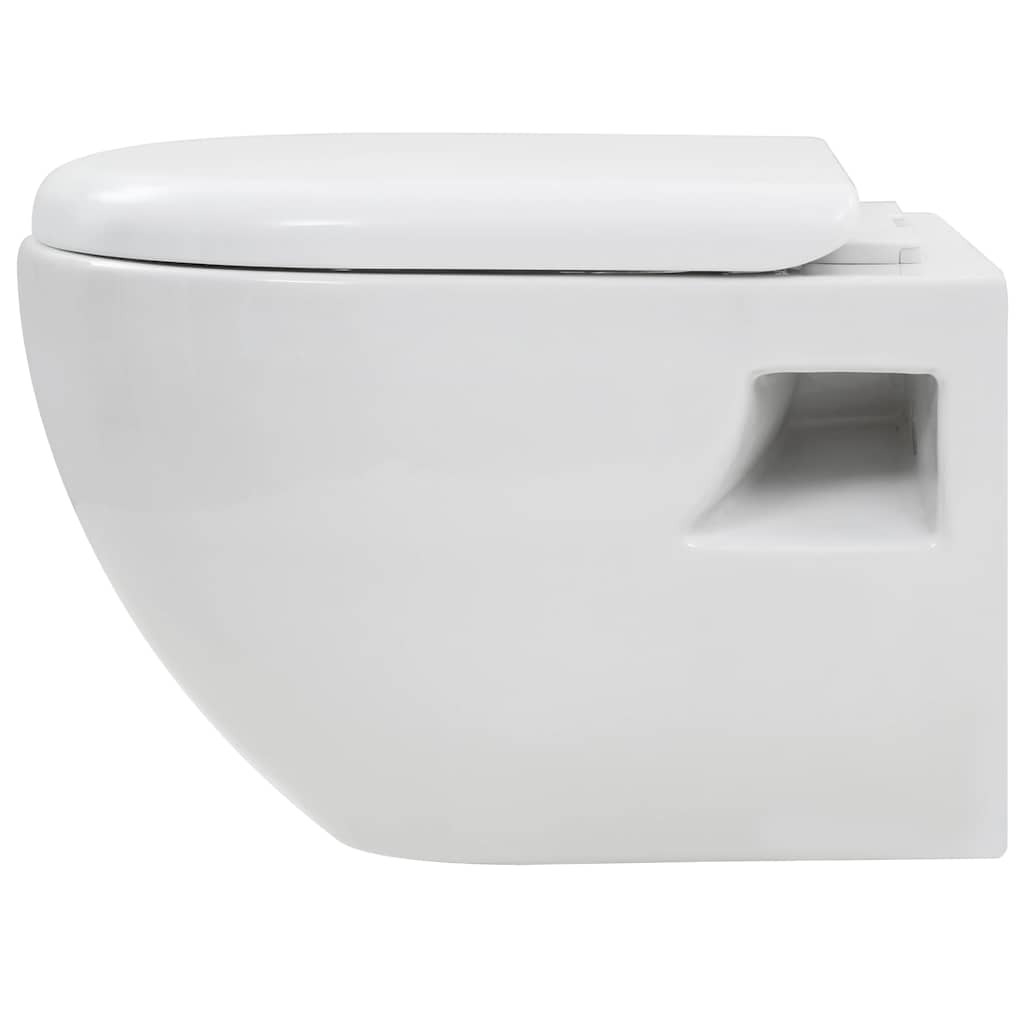vidaXL Toaletă suspendată cu rezervor WC ascuns, alb, ceramică vidaXL Toaletă suspendată cu rezervor WC ascuns, alb, ceramică