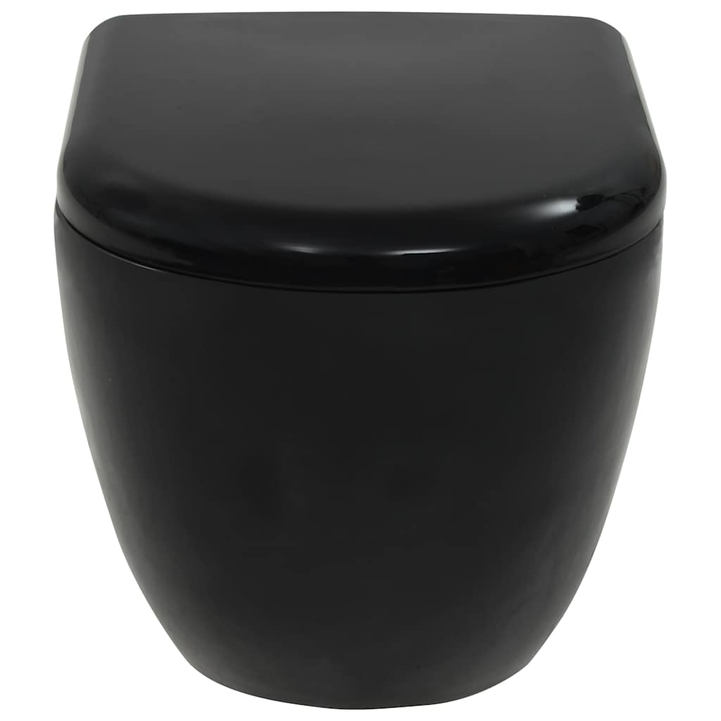 vidaXL Vas de toaletă suspendat cu rezervor încastrat, negru, ceramică vidaXL Vas de toaletă suspendat cu rezervor încastrat, negru, ceramică