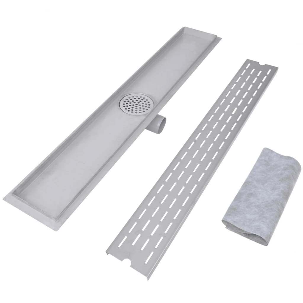 vidaXL Rigolă liniară de duș, 2 buc. 830x140 mm oțel inoxidabil, linii vidaXL Rigolă liniară de duș, 2 buc. 830x140 mm oțel inoxidabil, linii