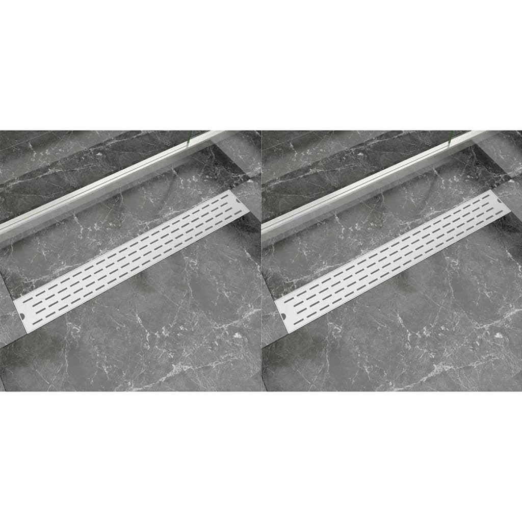 vidaXL Rigolă liniară de duș, 2 buc. 830x140 mm oțel inoxidabil, linii vidaXL Rigolă liniară de duș, 2 buc. 830x140 mm oțel inoxidabil, linii