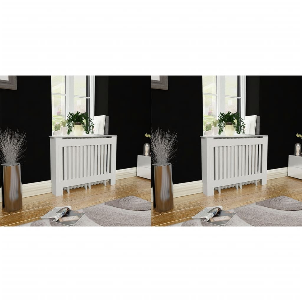 vidaXL Mască de calorifer, 2 buc., alb, 112 cm, MDF vidaXL Mască de calorifer, 2 buc., alb, 112 cm, MDF