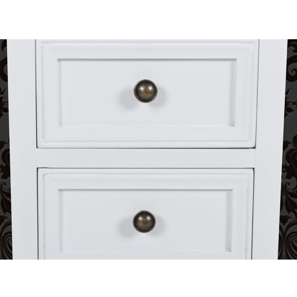 vidaXL Noptiere cu 2 sertare, 4 buc., alb, MDF
