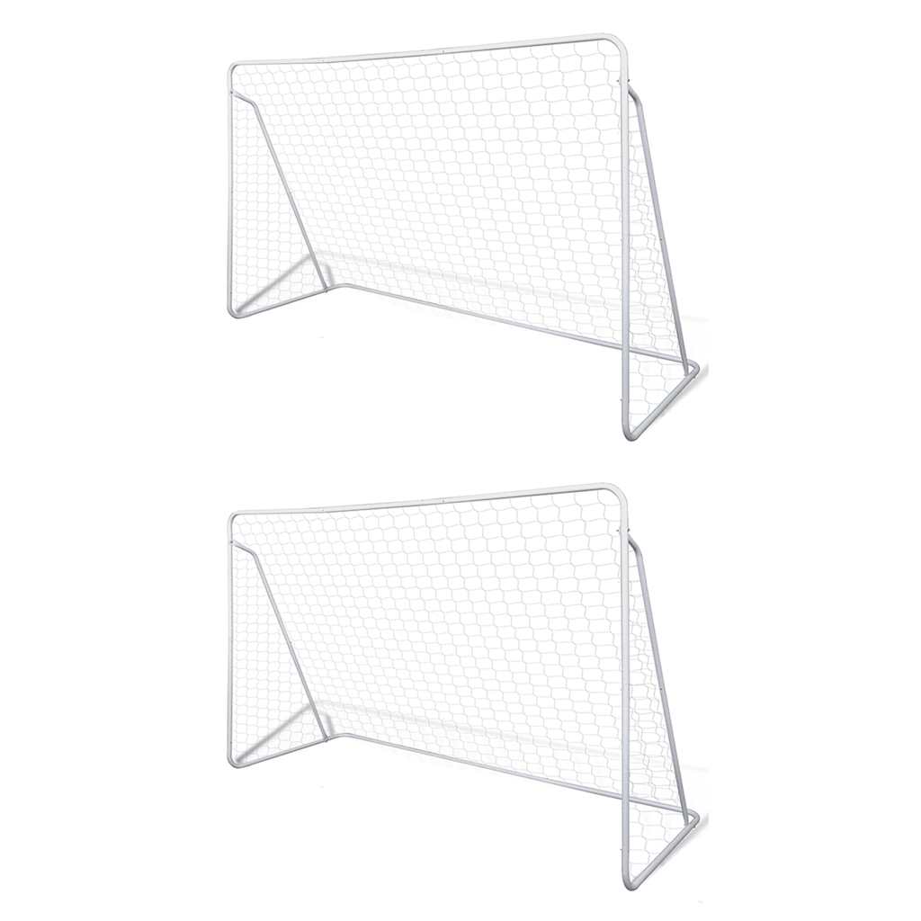 vidaXL Porți de fotbal cu plasă, 2 buc, 240 x 90 x 150 cm, oțel vidaXL Porți de fotbal cu plasă, 2 buc, 240 x 90 x 150 cm, oțel