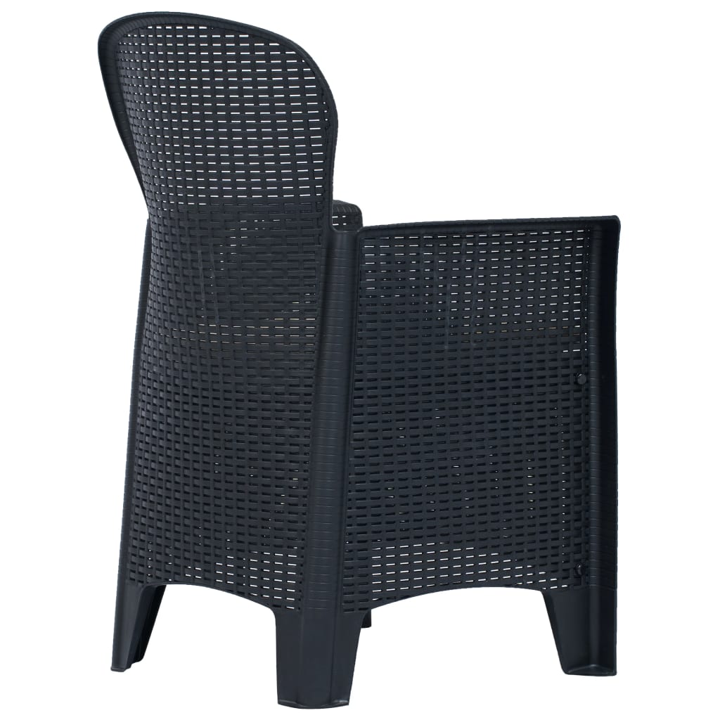 vidaXL Set mobilier exterior, 5 piese, antracit, plastic, aspect ratan