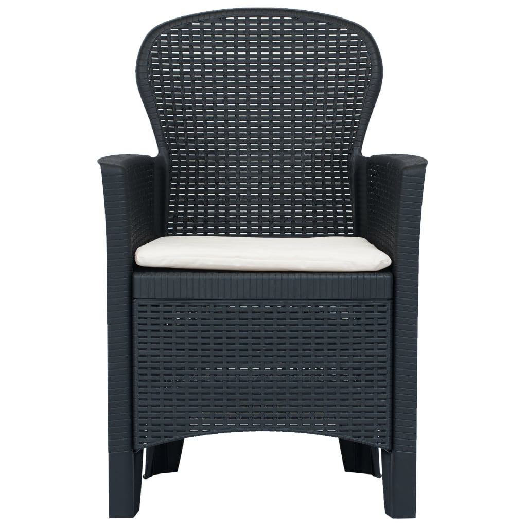 vidaXL Set mobilier exterior, 5 piese, antracit, plastic, aspect ratan