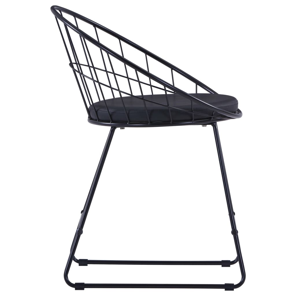 vidaXL Scaune bucătărie, șezut din piele ecologică, 4 buc, negru, oțel vidaXL Scaune bucătărie, șezut din piele ecologică, 4 buc, negru, oțel