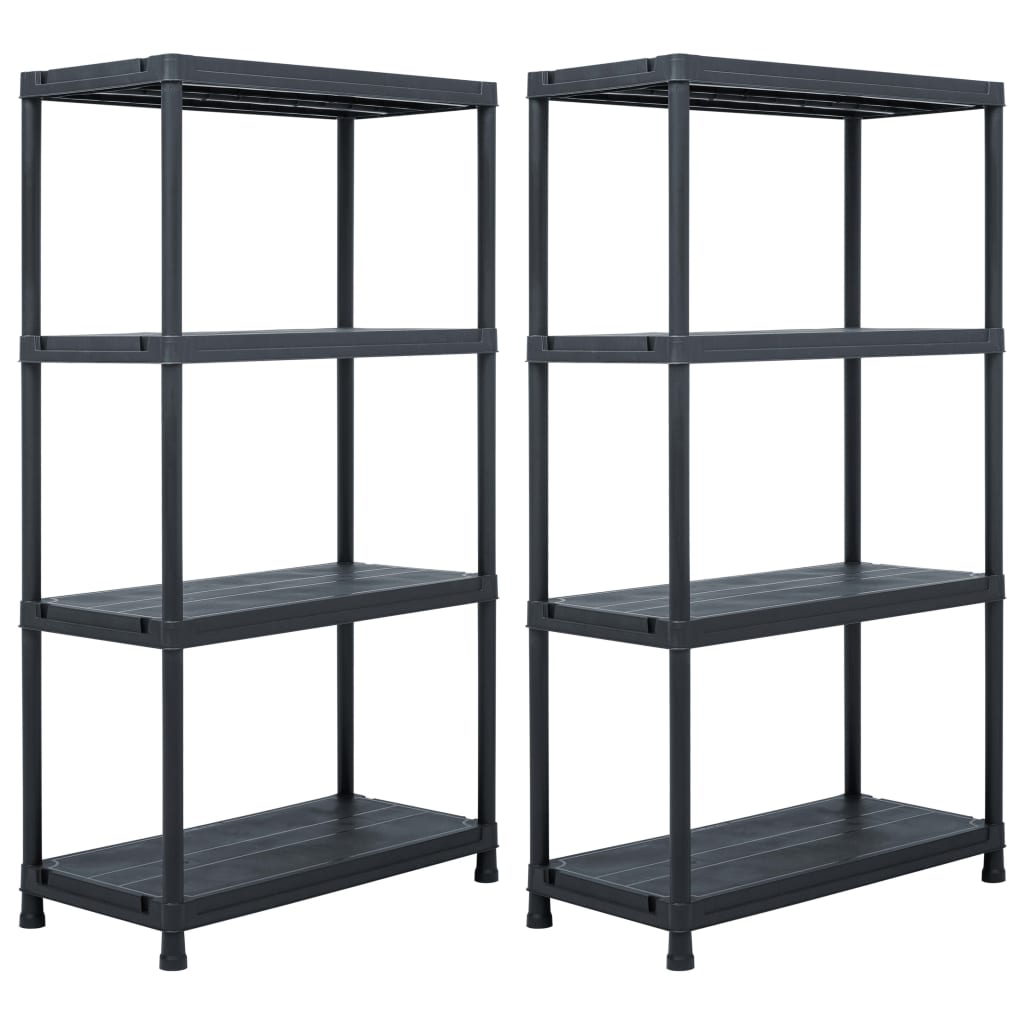 vidaXL Rafturi de depozitare, 2 buc. negru, 60 x 30 x 138 cm plastic vidaXL Rafturi de depozitare, 2 buc. negru, 60 x 30 x 138 cm plastic