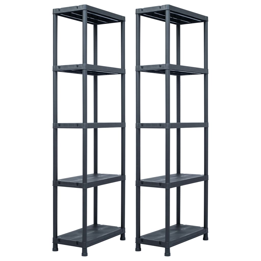 vidaXL Rafturi de depozitare 2 buc. negru 60x30x180 cm plastic 125 kg vidaXL Rafturi de depozitare 2 buc. negru 60x30x180 cm plastic 125 kg
