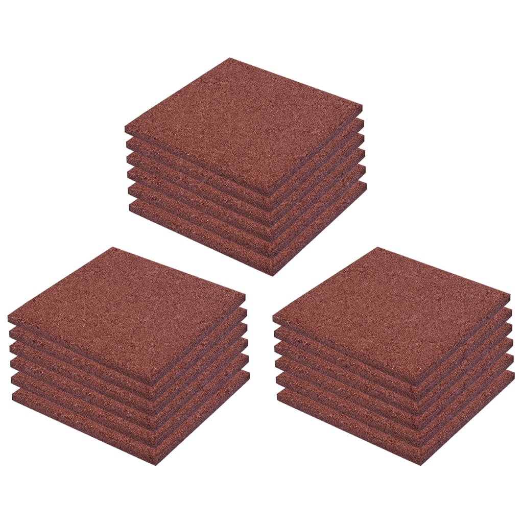 vidaXL Plăci de protecție la cădere 18 buc. roșu 50x50x3 cm cauciuc vidaXL Plăci de protecție la cădere 18 buc. roșu 50x50x3 cm cauciuc