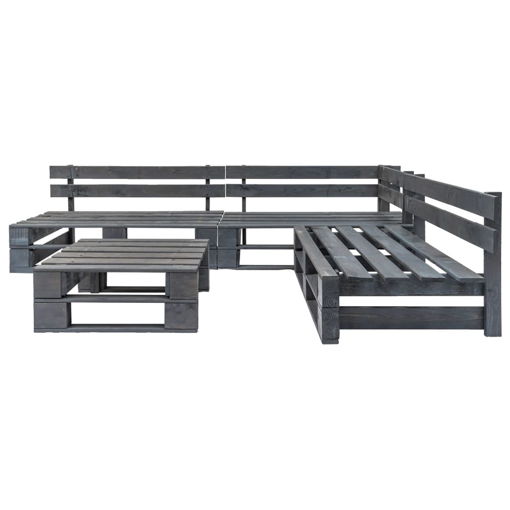 vidaXL Set mobilier de grădină din paleți, 4 piese, gri, lemn vidaXL Set mobilier de grădină din paleți, 4 piese, gri, lemn