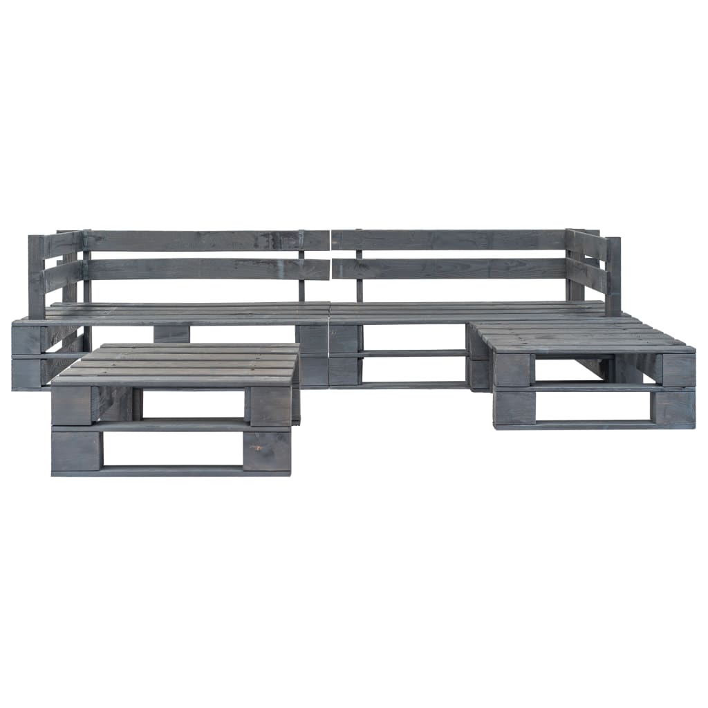 vidaXL Set mobilier de grădină din paleți, 4 piese, gri, lemn vidaXL Set mobilier de grădină din paleți, 4 piese, gri, lemn