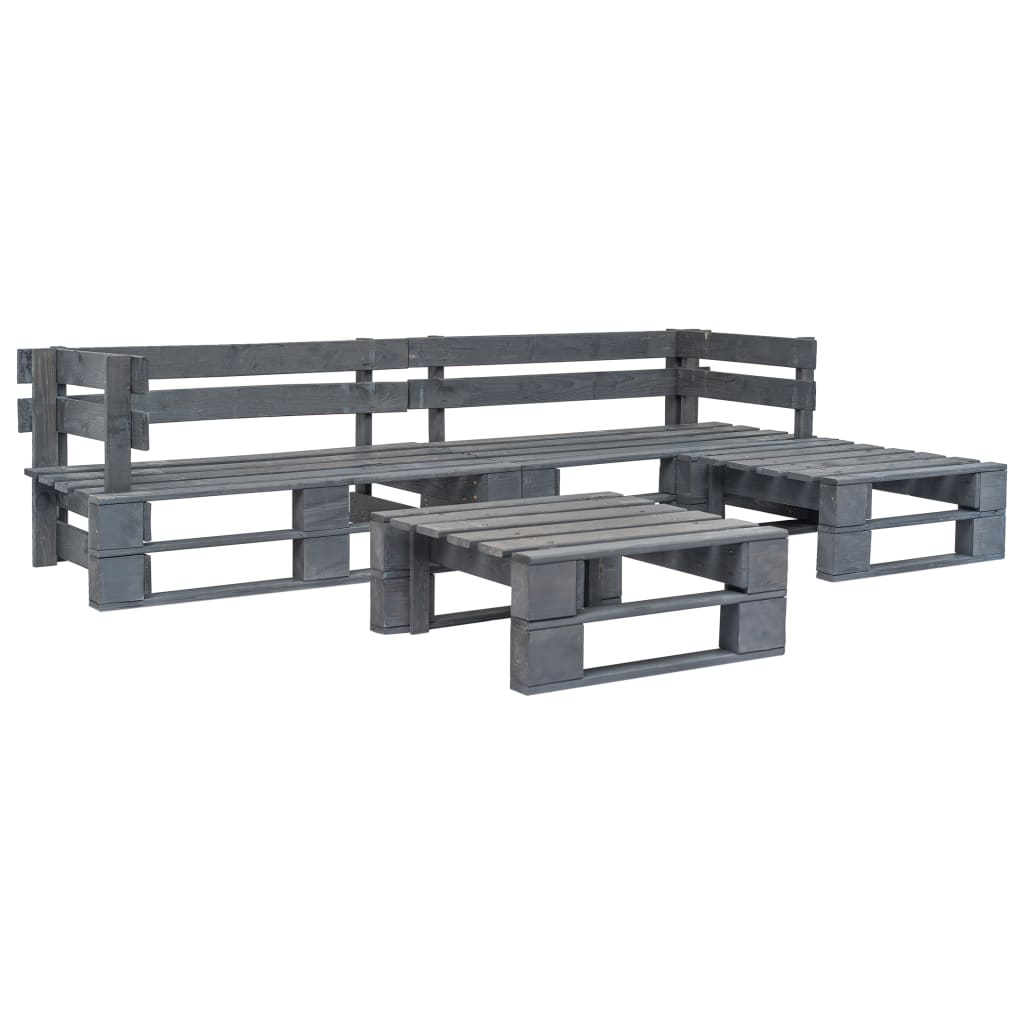 vidaXL Set mobilier de grădină din paleți, 4 piese, gri, lemn vidaXL Set mobilier de grădină din paleți, 4 piese, gri, lemn