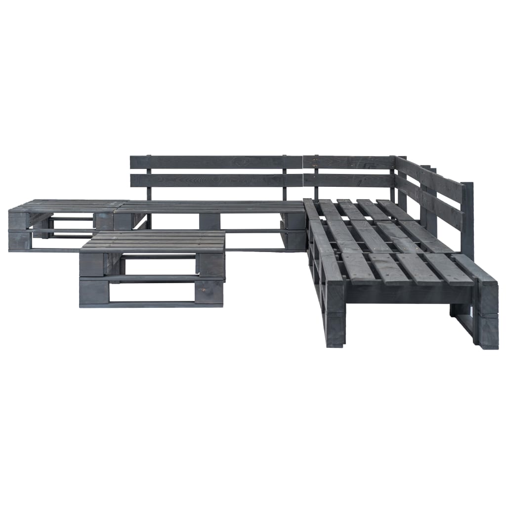 vidaXL Set mobilier de grădină din paleți, 6 piese, gri, lemn vidaXL Set mobilier de grădină din paleți, 6 piese, gri, lemn