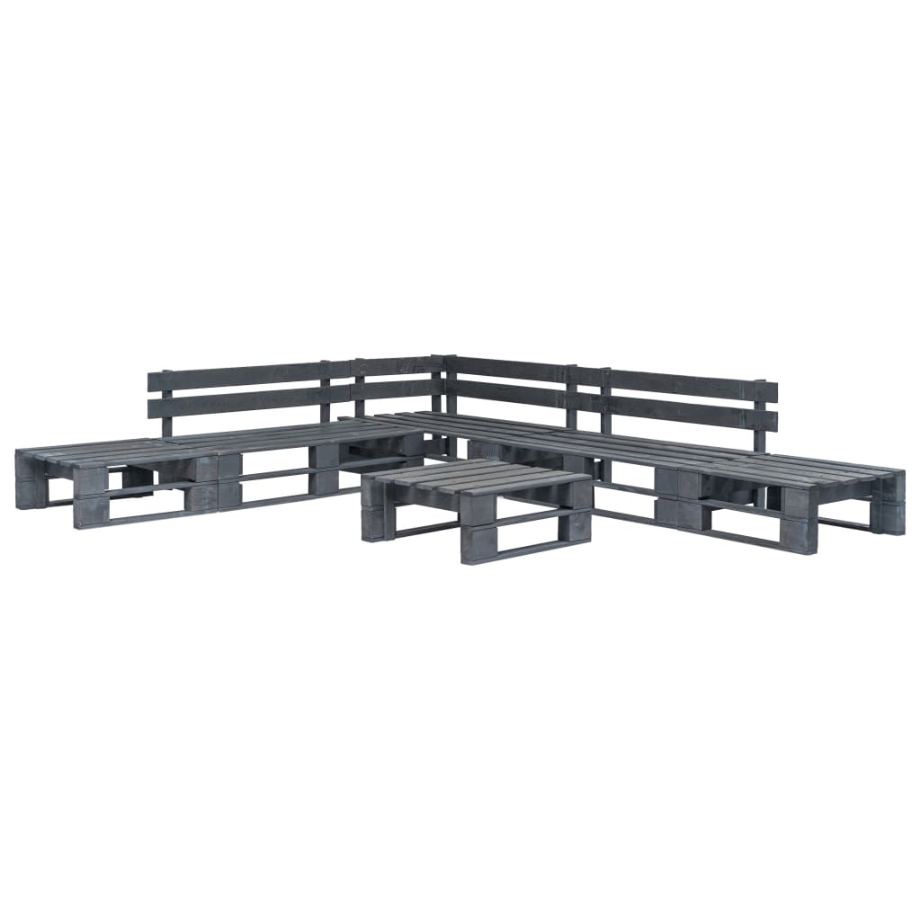 vidaXL Set mobilier de grădină din paleți, 6 piese, gri, lemn vidaXL Set mobilier de grădină din paleți, 6 piese, gri, lemn