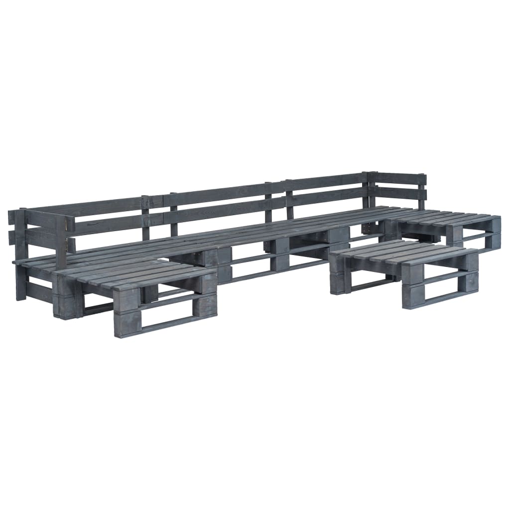 vidaXL Set mobilier de grădină din paleți, 6 piese, gri, lemn vidaXL Set mobilier de grădină din paleți, 6 piese, gri, lemn