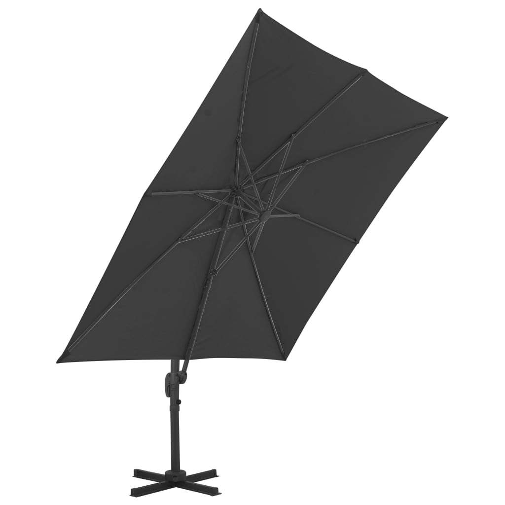 vidaXL Umbrelă de soare de grădină, bază portabilă, antracit